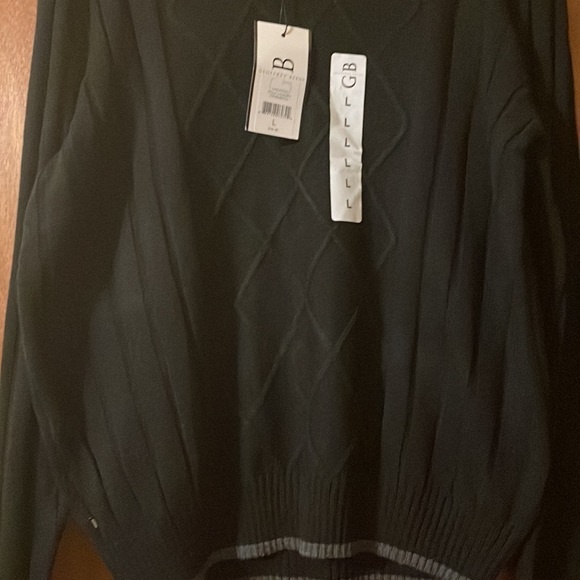 NWT Geoffrey Beene men’s sweater black w/gray stripe at hems & collar (OLCC) - Picture 6 of 8